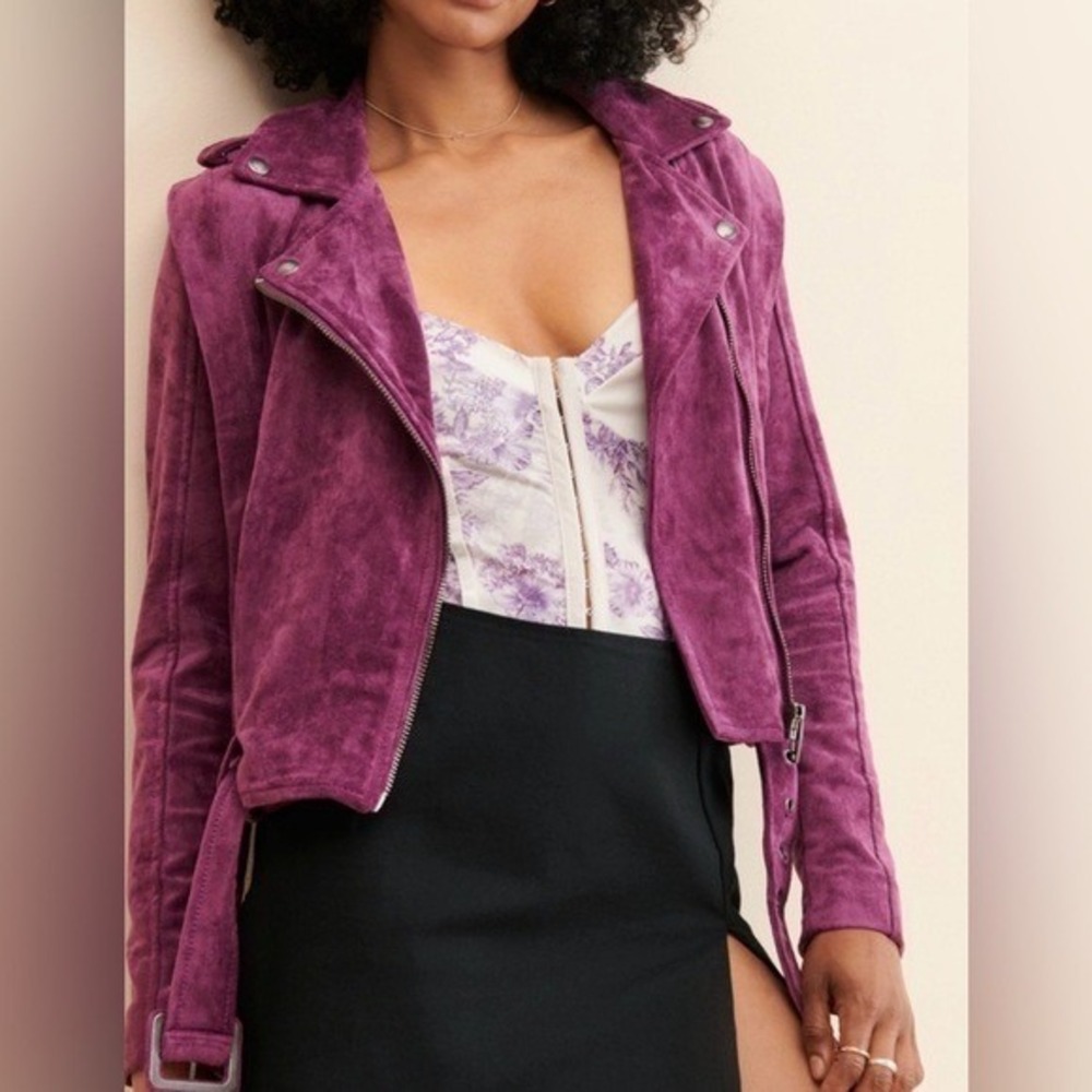 Anthropology BLANK‎ NYC Sparkling Grape Faux Suede Jacket